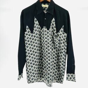 Vintage 90s CID Black Rockabilly Western Graphic Shirt